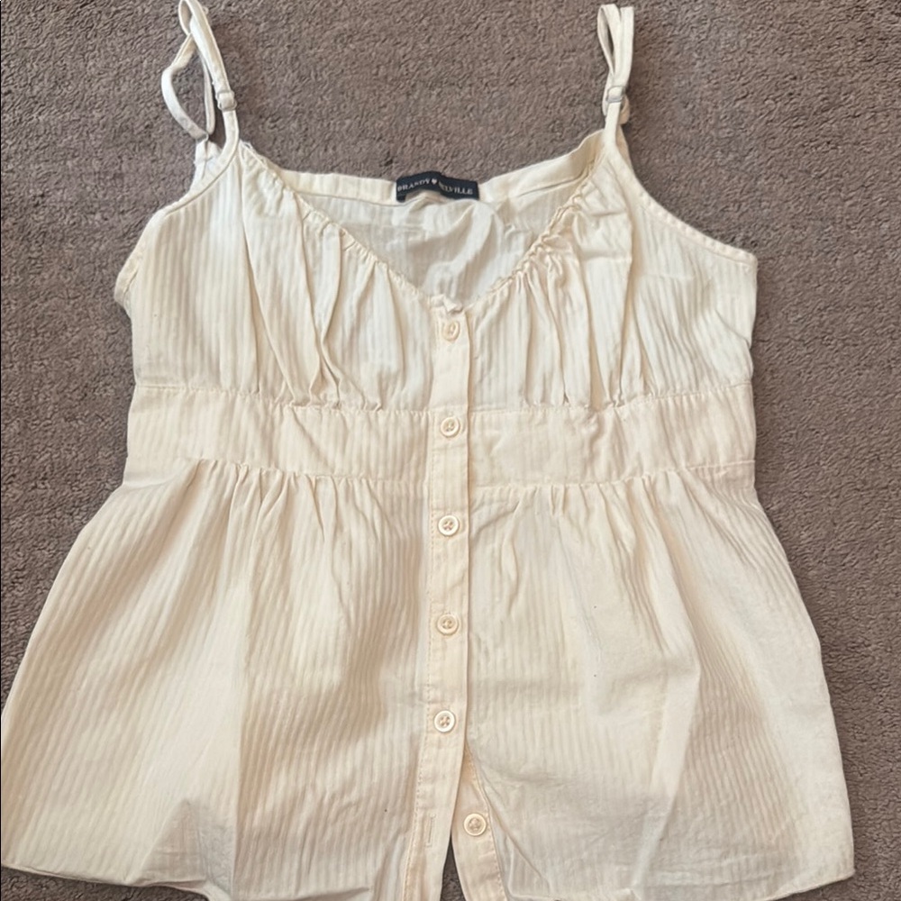 Brandy Melville Cream Button-Up Tank Top